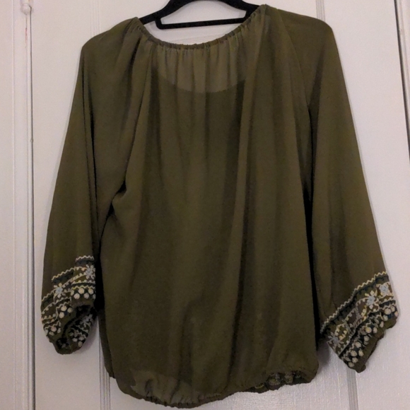 C'isa Olive Green Mesh Blouse - L - Picture 4 of 4